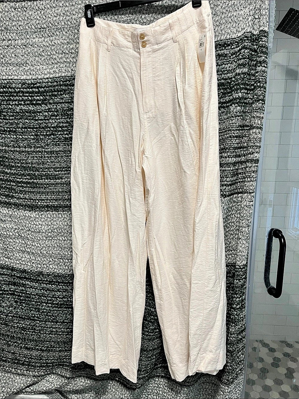 CeCe C'est La Vie Wide Leg Pants in Cream Size 12 NWT